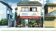 葉月が働く六花が店主の「フラワーショップ SHIMAO」の美術ボード。(C)河内遙／祥伝社／アニメ「夏雪ランデブー」製作委員会