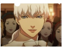 優しく微笑むグリフィスのクリアファイル。(C)三浦建太郎（スタジオ我画）・白泉社／BERSERK FILM PARTNERS