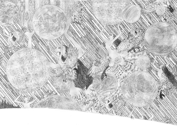 画集「海獣とタマシイ」収録予定作品の一部。