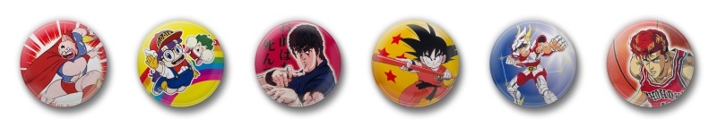 「ジャンプスーパーHEROS スペシャルコレクションDVD」vol.1「熱血!!バトル★ヒーローズ 1」購入者の中から200名に当たる缶バッジ6個セット。各巻収録の作品がセットになっている。