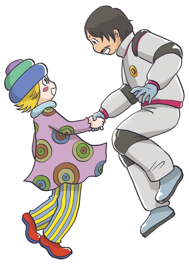 青木俊直作画による「コミック星新一 意気投合」のカット。「意気投合」（新潮文庫刊『ボッコちゃん』所収）(C)1964 星ライブラリ／新潮社