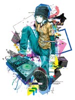 コラボTシャツにプリントされるグラフィック。イラストは安倍吉俊が、デザインはGraphersRockが担当した。