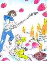 今日マチ子の描き下ろしピンナップの一部。