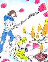 今日マチ子の描き下ろしピンナップの一部。