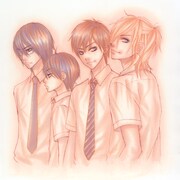 宮坂香帆の新作「あかいいと」予告カット。イラストのメンズたちは、果たして物語でどのような役割を演じるのか。