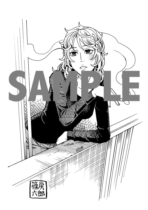 ペーパーに収録されている篠房六郎の描き下ろし応援イラスト。