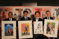 （左から）集英社社長・堀内丸恵氏、仙台市副市長・伊藤敬幹氏、荒木飛呂彦、GUCCI JAPAN CEO クリストフ・ドュ・プゥス氏。