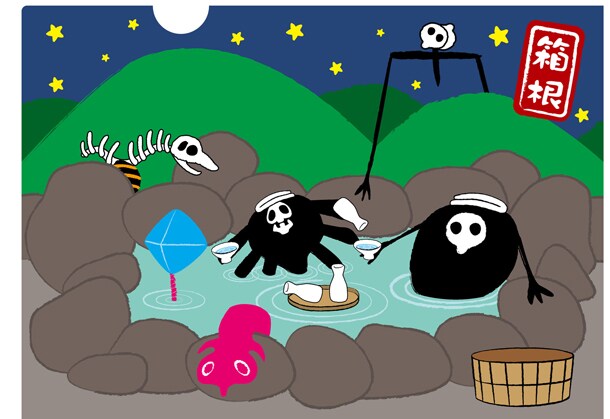 「えゔぁ屋」オリジナル商品の「クリアファイル」。使徒が温泉に使った絵柄は、いかにも箱根らしい1枚だ。