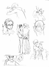 雲田はるこ「新宿ラッキーホール」のラフスケッチ。