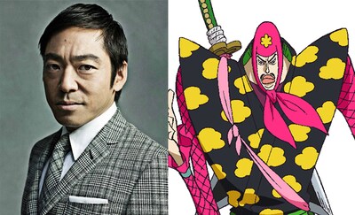 無口な忍者風海軍ビンズ（右）を演じる香川照之（左）。