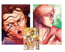 G賞「クリアファイルセット」の1種類。A4のクリアファイル2枚にA6のステッカー1枚が付く。(C)板垣恵介（週刊少年チャンピオン）1991