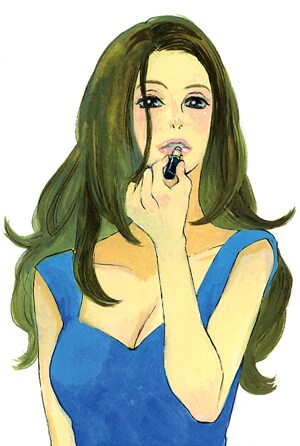 市川ラクの新連載「みどりの紅」カット。