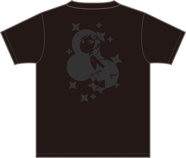 Tシャツ「忍★少女」の背面。忍者というコンセプトにあわせて、わざとイラストが見えづらいプリントになっている。