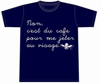 「どM教授のフランス語講座」Tシャツ（紺）。価格は3150円。(C)地獄のミサワ/集英社 (C)地獄のミサワ/集英社・カコカワ委員会