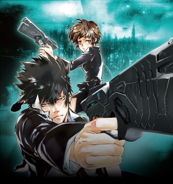 「PSYCHO-PASS サイコパス」キービジュアル。奥の女性が新キャラクターの常守朱、手前の男性が主役の狡噛慎也。(C)サイコパス製作委員会