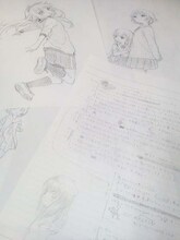 なもりのラフ画など。これはほんの一部なので、もっとじっくり見たいファンは、会場に足を運ぼう。