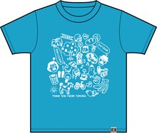 武梨えりがイラストを描いたTシャツ「Everyday」前面（ターコイズ）。