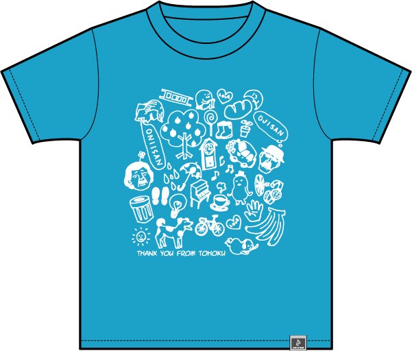 武梨えりがイラストを描いたTシャツ「Everyday」前面（ターコイズ）。