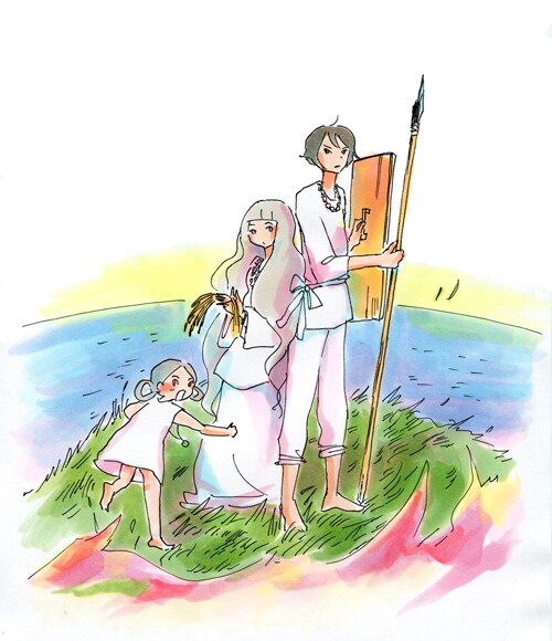 今日マチ子の新連載「鬼と羽衣」カット