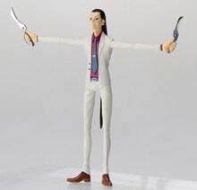 月刊アフタヌーン2013年1月号に付属する、零崎双識のベンダブルフィギュア。(C)西尾維新・シオミヤイルカ／講談社