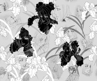 トレンチコートの裏地に使用される西村しのぶ「砂とアイリス」のイラスト。(C)西村しのぶ／集英社