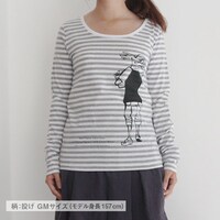 「ポップコーンキャッチ ボーダーTシャツ 投げ」のGirlsMサイズ。