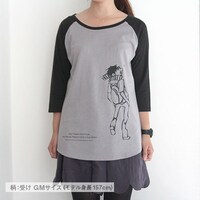 「ポップコーンキャッチ ラグランTシャツ 受け」のグレー。サイズはGirlsM。