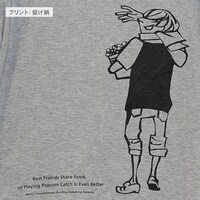 「ポップコーンキャッチ ラグランTシャツ 投げ」のグレーの絵柄。