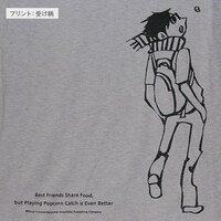 「ポップコーンキャッチ ラグランTシャツ 受け」のグレーの絵柄。