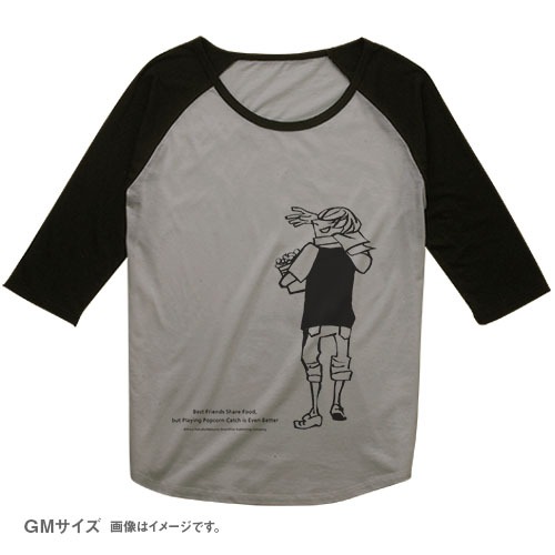 「ポップコーンキャッチ ラグランTシャツ」グレーのGirlsMサイズ。