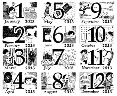 カレンダーに使用されている描き下ろしイラストのサンプル。