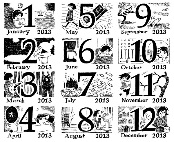 カレンダーに使用されている描き下ろしイラストのサンプル。