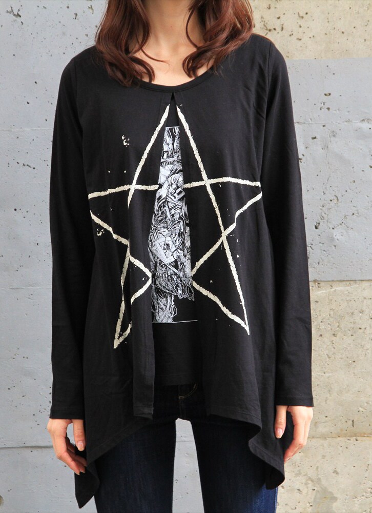 「ライチ☆光クラブ 心臓ロングＴシャツ」ブラック