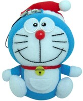 「サンタ帽子ぬいぐるみストラップ」のドラえもん。