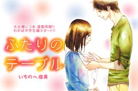 別冊フレンド2013年1月号から連載が再開された、いちのへ瑠美「ふたりのテーブル」の扉ページ。