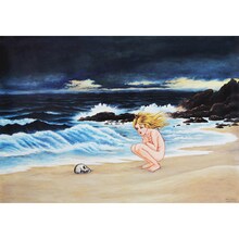 諸星大二郎ポスター「少女としゃれこうべ」