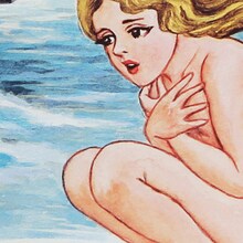 諸星大二郎ポスター「少女としゃれこうべ」の一部。