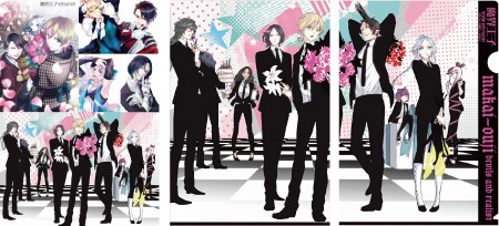 「魔界王子devils and realist」クリアファイル+ステッカーセット。価格は500円。※左（ステッカー）／中（クリアファイル左）／右（クリアファイル右）