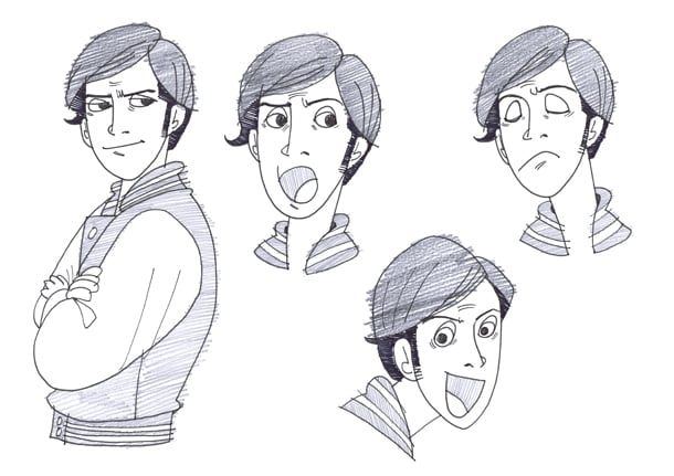 「泣くな、はらちゃん」のためビブオが描いたカット。