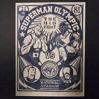 「キン肉マン サイン入り木版画 第21回超人オリンピック NAVY」