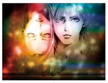 「下弦の月」文庫版の表紙イラストは、矢沢あい描き下ろし。上下巻の表紙を合わせると1枚絵となる。