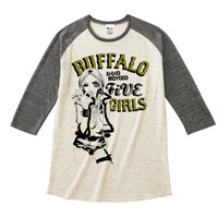 「バッファロー5人娘サインペインティングTシャツ」7分袖（オートミール×ヘザーグレー）