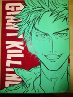 「GIANT KILLING」のサイン入り描き下ろしイラスト。達海バーション。サイズは333×242mmのキャンバスF4号。