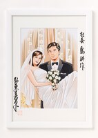 「社長 島耕作」のサイン入り生原画。額入りで、サイズは約45×33cm。