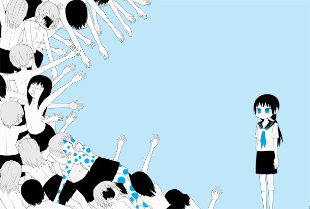 阿部共実は新連載「ちーちゃんはちょっと足りない」の他に、描き下ろしの連作イラストも開始する。