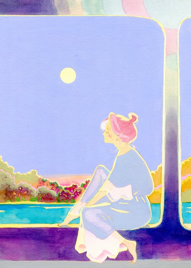 かわかみじゅんこ「フローラ」の扉イラスト。