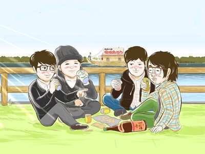 取材終了後にルノアール兄弟が描き下ろした、公園での雑談風景。