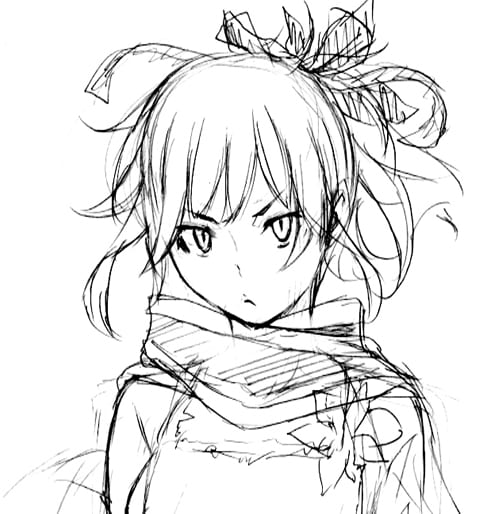 ヤスダのペン入れが予定されている、「夜桜四重奏～ヨザクラカルテット～」の槍桜ヒメ。