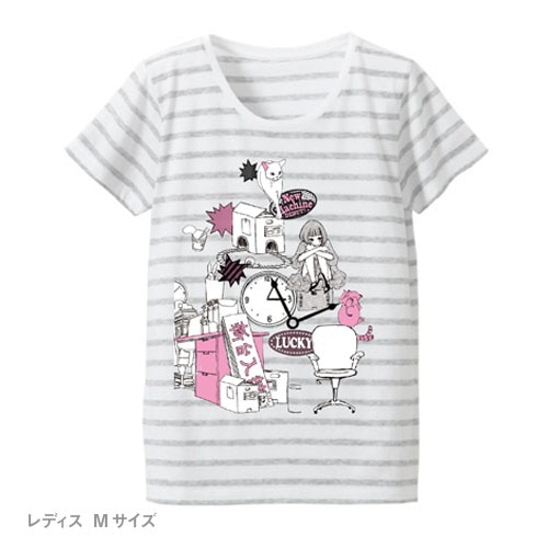午前3時のお泊まりTシャツ コラージュ柄 レディース・ホワイト×グレー ボーダー（3990円）