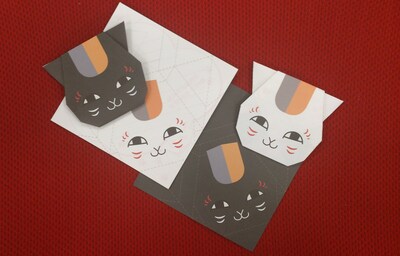 ニャンコ先生、黒ニャンコの折り紙メモ。